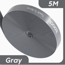 Лента-липучка Велкро TOOCKI-1cm-5m-gray