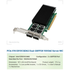 Адаптер сетевой Pcle X16 E810CQDA2 Dual-QSFP28 100GbE Server NIC Адаптер сетевой Pcle X16 E810CQDA2 Dual-QSFP28 100GbE Server NIC