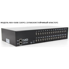Концентратор сетевой USB, 32*USB 2.0,  2*10/100/1000 Base-T, 2 БП, NIO-EUSB 32EPCL