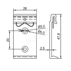 Крепление на DIN-рейку 26mm*50mm-C45-35mm metal