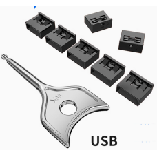 Замок блокировки порта USB WK-10 (комплект: ключ, 10 заглушек)
